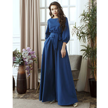 Load image into Gallery viewer, Vintage Bow Tie Maxi Long White Dress Women Lantern Sleeve Elegant Bandage Dress 2019 Solid o Neck Boho Floor-Length Dress