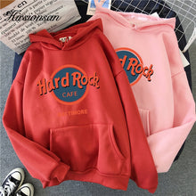 Load image into Gallery viewer, Hirsionsan Hard Rock Letter Printed Sweatshirt Women Winter Warm Streetwear Oversized Pullovers Punk Graphic Thicken Hoodies
