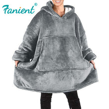 Load image into Gallery viewer, Winter Women Warm Oversized Fleece Blanket Hoodies Sweatshirt Hooded Pocket Blanket With Sleeves Sherpa Pullovers Sudadera Mujer