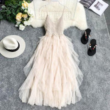 Load image into Gallery viewer, Irregular Mesh Knit Strap Dress Women 2019 Beach Style V collar Backless High Waist Dresses Cake Dress 6 Colors Vestidos Femme
