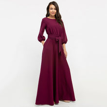 Load image into Gallery viewer, Vintage Bow Tie Maxi Long White Dress Women Lantern Sleeve Elegant Bandage Dress 2019 Solid o Neck Boho Floor-Length Dress
