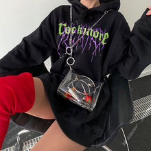 Load image into Gallery viewer, Weekeep Print Hooded Pullover Hoodies Women Black Loose Streetwear Sweatshirt 2019 Fashion Knitted Hoodie Tops

