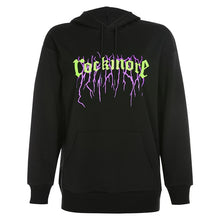 Load image into Gallery viewer, Weekeep Print Hooded Pullover Hoodies Women Black Loose Streetwear Sweatshirt 2019 Fashion Knitted Hoodie Tops
