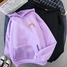 Load image into Gallery viewer, Women's Sweatshirt Korean Edition Loose Rainbow Pattern Harajuku Lazy Wind Weird Thin Jacket Hoodie Jacket Punk Clothes
