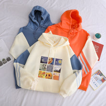 Load image into Gallery viewer, Autumn Winter Fleece Van Gogh Oil Painting Pullover Thick Loose Women Hoodies Hot Harajuku Contrast Color Sweatshirt Female
