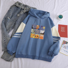 Load image into Gallery viewer, Autumn Winter Fleece Van Gogh Oil Painting Pullover Thick Loose Women Hoodies Hot Harajuku Contrast Color Sweatshirt Female

