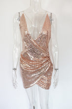 Load image into Gallery viewer, Bonnie Forest Womens Glam Slim Sequins Bodycon Party Dress Womens Glitter Sexy Backless Ruched New Year Party Dress Clubwears
