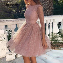 Load image into Gallery viewer, 2020 Spring Hollow Out Backless Lace Party Dress Women Summer Sexy O-neck A-Line Princess Dress Casual Long Sleeve Mini Dresses
