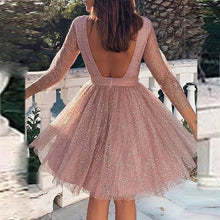 Load image into Gallery viewer, 2020 Spring Hollow Out Backless Lace Party Dress Women Summer Sexy O-neck A-Line Princess Dress Casual Long Sleeve Mini Dresses
