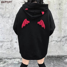 Load image into Gallery viewer, Spring Autumn Women Sweatshirts High Street Harajuku Cute Hoodies Punk Gothic Devil Horn Chic Hooded Pullover Loose Sweat CA6865
