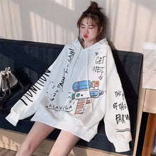 Load image into Gallery viewer, 2020 White Women Loose Sweatshirts Autumn Long Sleeve Cute Cartoon Print Harajuku Hoodie Streetwear Kwaii Oversized Tops Girls
