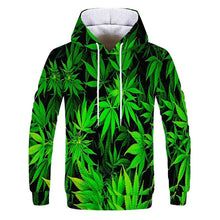Load image into Gallery viewer, 3D Print weed hoodies tops pullover Men/Women Hooded Sweatshirts Casual green weed leaf Hoodie weed 3d hoodies jacket homme
