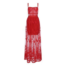 Load image into Gallery viewer, Celebrity High Quality Red Lace Sleeveless Hollow Out Long Rayon Bandage Dress Evening Party Elegant Dress
