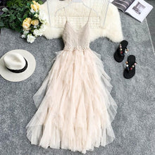 Load image into Gallery viewer, FTLZZ New Women Tulle Dress Summer High Waist Mesh Dress Hem Asymmetrical Pleated Dress Female Slim Fairy Dresses
